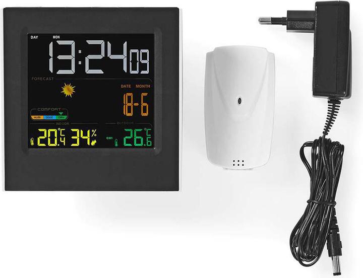 Image du produit Nedis Station météo horloge display couleur. Réveil Hygrom 1Capteur extérieur sw-ws WEST404BK