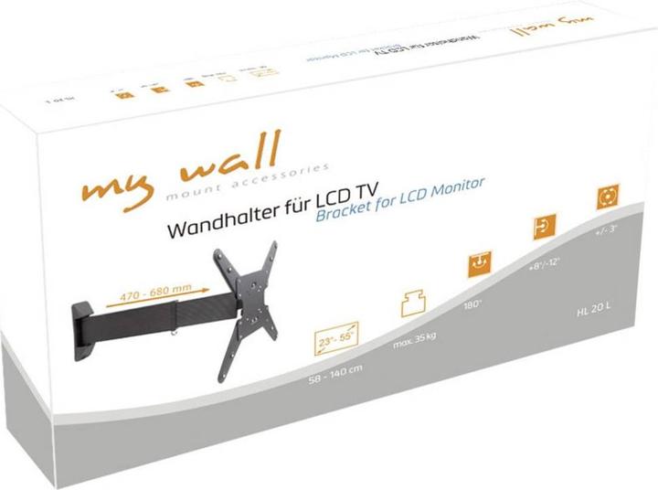 Image du produit myWall Support mural pour TV 58,4 cm (23) 139,7 (55) Extensible, Inclinable+Pivotant, Rotatif (Mur, 55")