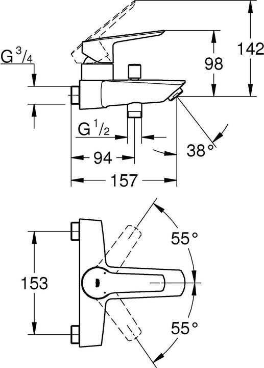 Produktbild Grohe Start QuickFix Wannenarmatur