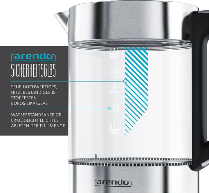 Produktbild Arendo Edelstahl Wasserkocher mit Basisstation (1.50 l)