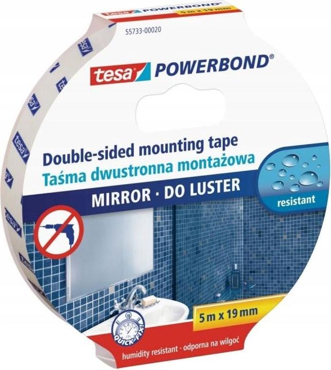 Produktbild tesa 55733-00020 Powerbond Spiegel-Klebeband, doppelseitig (19 mm)
