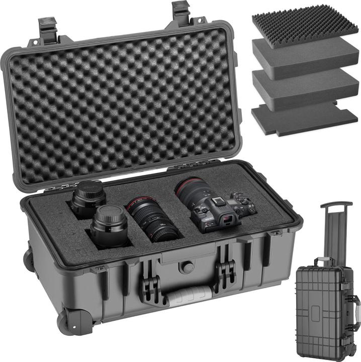 Image du produit tectake Mallette de transport à roulettes avec poignée télescopique (Mallette photo, 27 l)