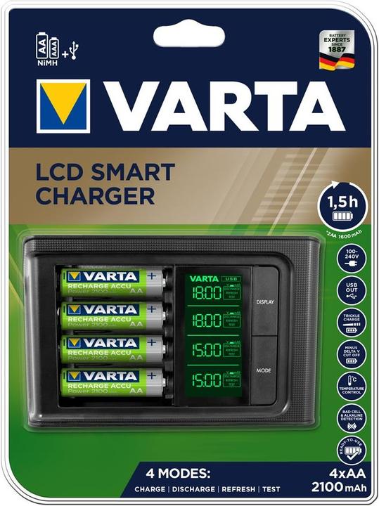Produktbild Varta LCD Smart Charger (4 Stk., AA, 2100 mAh, Ladegerät inkl. Akku)