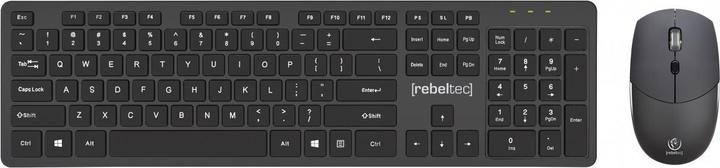 Produktbild Rebeltec Kabelloses Tastatur-Set + Maus MAXIM 2,4 GHz, 10 m Reichweite, Nano-USB-Empfänger, 104 QWER (Eng. Int., Kabellos)