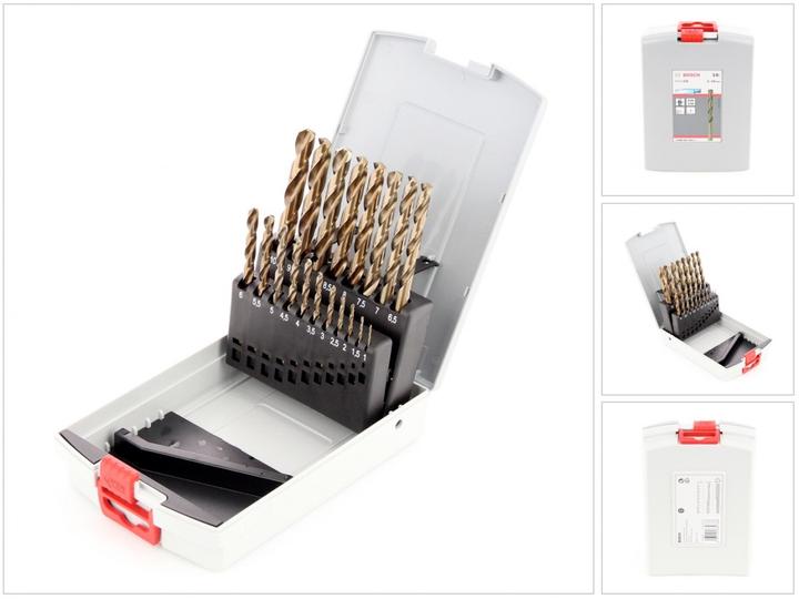 Produktbild Bosch Professional Zubehör PRO Stainless Steel HSS-Co Spiralbohrer-Set, 19-tlg. (1 mm, 1.5 mm, 2 mm, 2.5 mm, 3 mm, 3.5 mm, 4 mm, 4.5 mm, 5 mm, 5.5 mm, 6 mm, 6.5 mm, 7 mm, 7.5 mm, 8 mm, 8.5 mm, 9 mm, 9.5 mm, 10 mm)