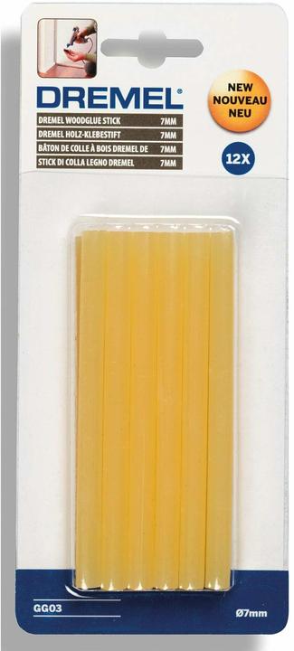 Image du produit Dremel Bâtons de colle transparents, bois, haute température, 65 g, Ø 7mm (12 pièces)