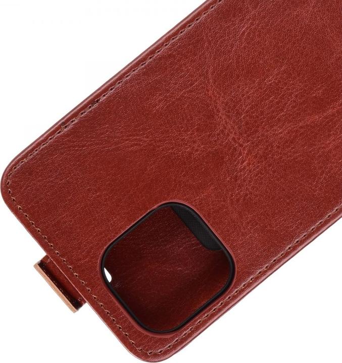 Produktbild Screenguard iPhone 12 Leder Hülle Ledertasche aufklappbar nach unten (Apple iPhone 12)