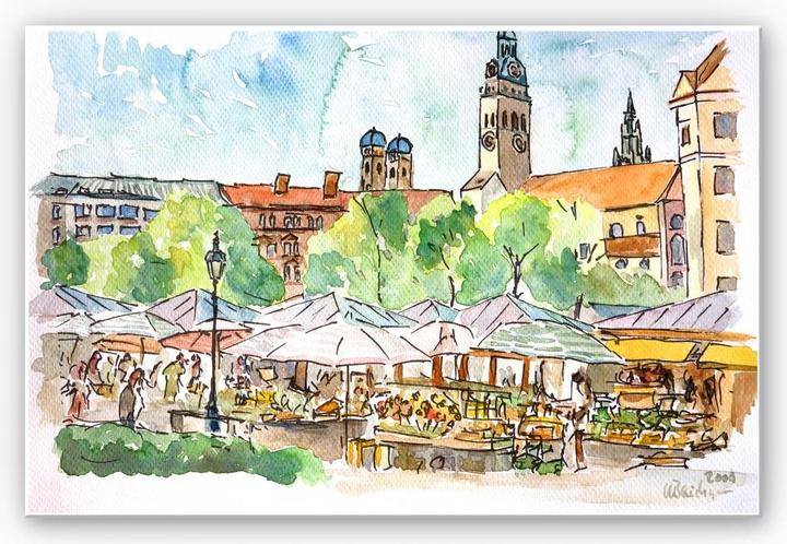Produktbild Trenddeko Bleichner - München - Viktualienmarkt (100 x 70 cm)