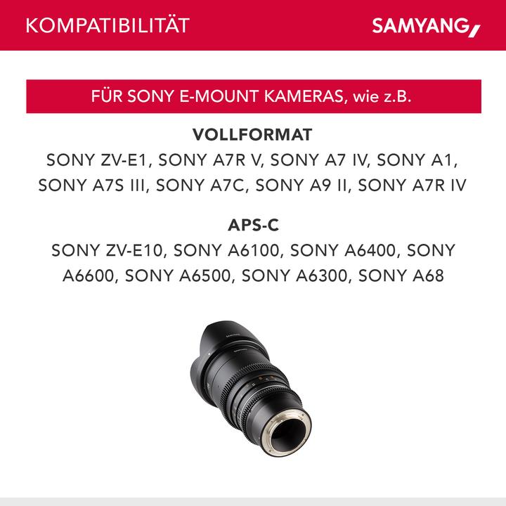 Image du produit Samyang MF 35mm T1,5 VDSLR MK2 Sony E (Sony E, Plein format, APS-C / DX, Micro Four Thirds)
