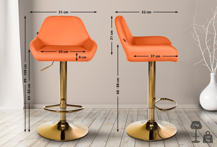 Produktbild CLP 2er Set Barhocker Braga-Bezug mit Goldgestell, höhenverstellbar