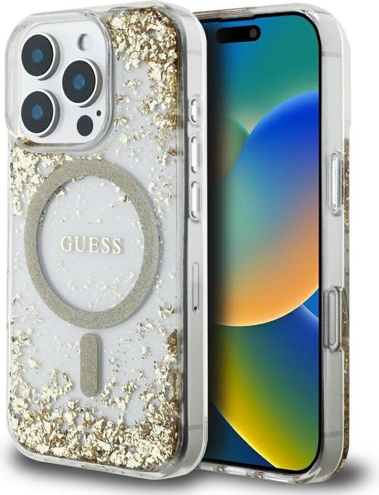 Produktbild Guess HC Resin Bottom Glitter MagSafe case for iPhone 16 Pro - gold (Apple iPhone 16 Pro)