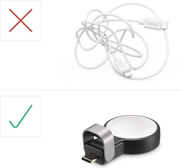 Actual product image Hama Apple Watch charger f. wireless charging, USB-C charging station magnetic, SW (5 W)