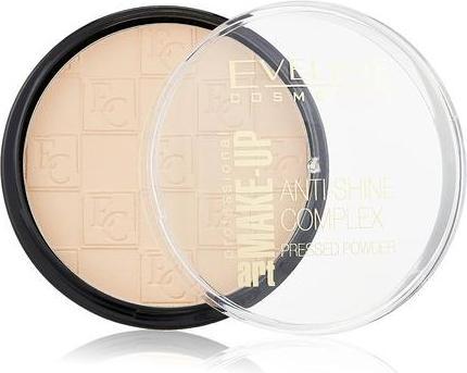 Actual product image Eveline Art Makeup Anti-Shine Complex Pressed Powder Mattifying Mineral Custard From Silk 33 (Golden Sands)
