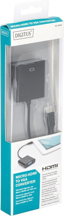 Image du produit Digitus Micro-HDMI vers (VGA, Prise jack, 10 cm)