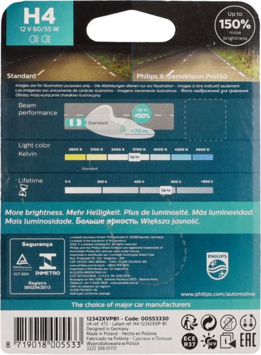 Actual product image Philips Halogen bulb headlight lamp H4 X treme Pro150 (H4)