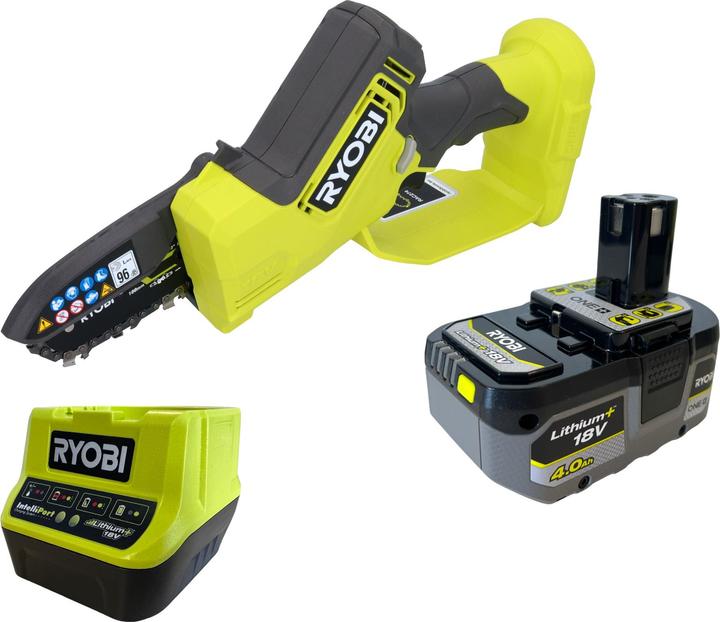 Ryobi RY18PSX10A Akku Astsäge 18 V 10 cm Brushless + 1x Akku 4,0 Ah + Ladegerät (Akku Kettensäge)