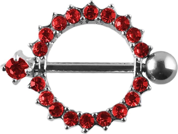 Star Piercing Barbell Kristallkranz rot (ohne Messing, Chirurgenstahl 316L)