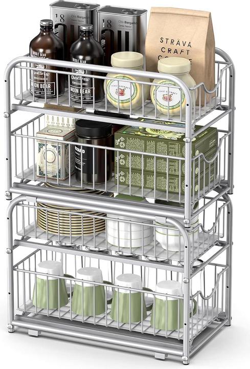 Actual product image Songmics Kitchen shelf 2 drawers silver
