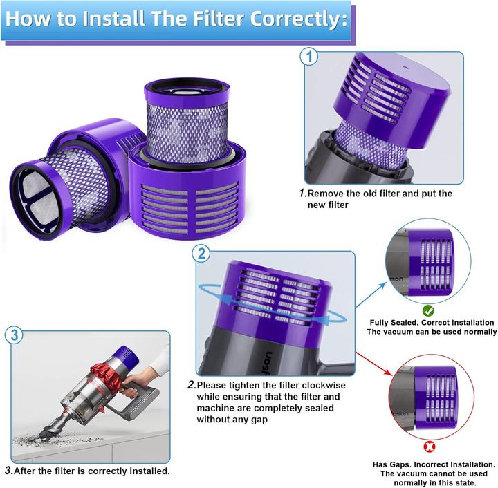 Produktbild Plutoos V10 Filter für Dyson 4 Stück Ersatzfilter für Dyson V10 SV12 Cyclone Animal Absolute Akku Staubsauge