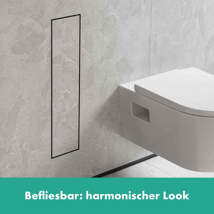 Produktbild hansgrohe XtraStoris Rock Toilettenbürstenhalter, mit Ablage, befliesbare Tür, rahmenlos, 145x140x