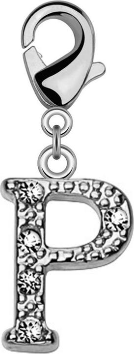 Star Piercing Anhänger mit Kristall Buchstabe P (Messing)