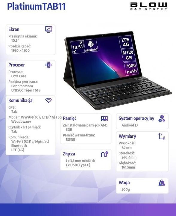 Image du produit Blow Tab 11 (4G, 10.50", 128 Go, Noir/Argent)