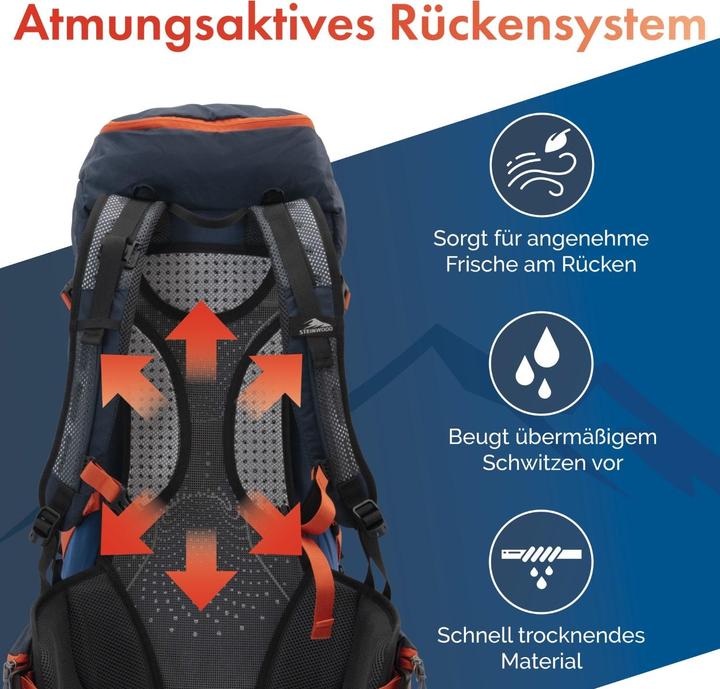 Produktbild Steinwood Wanderrucksack 35L - Wasserabweisend, mit Regenschutz & Rückenbelüftung (35 l)
