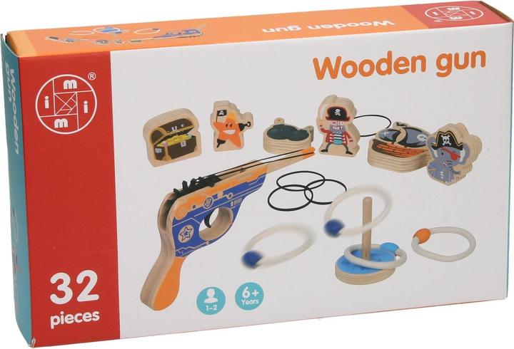 Actual product image Wooden elastic pistol with targets, 32 pcs.