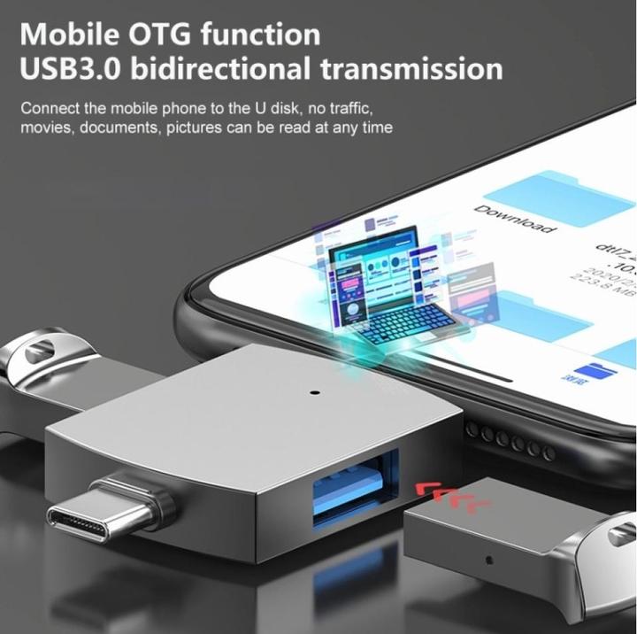 Actual product image PowerGuard 2-in-1 OTG USB-C Lightning to Dual USB 3.0 Adapter (USB Type C, Lightning)