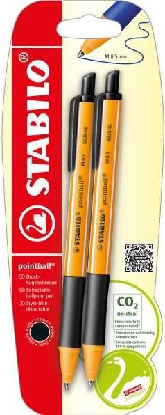 Actual product image STABILO pointball 2 blister black B-43718-10 (Black, Orange, 2 x)