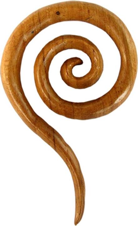 Star Piercing Ohrgewicht Spiralentropfen aus Teakholz (ohne Messing, Organisch)