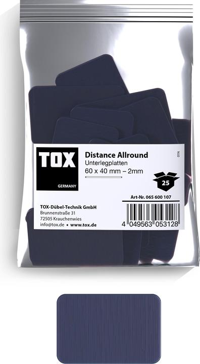 Produktbild Tox Unterlegplatten 60x40 mm Distance Allround 2 mm (25 Stk.) (25 Stk.)