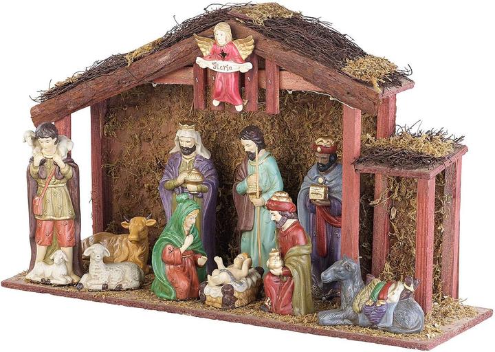 Pearl Grosse Weihnachtskrippe mit 11 Porzellan-Figuren