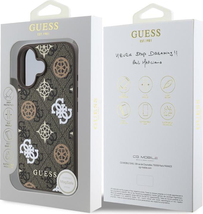 Image du produit Guess GUHMP16SP4PWPW iPhone 16 brązowy/brown MagSafe PU Peony On 4G Background (Apple iPhone 16)