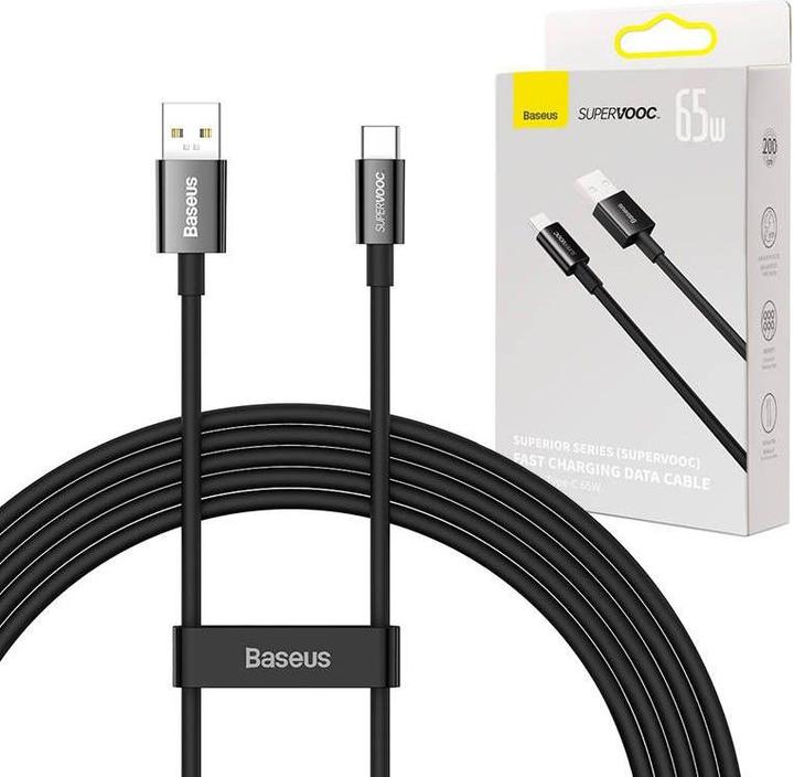 Actual product image Baseus Superior Series (SUPERVOOC) Fast Charging Data Cable USB to Type-C 65W 2m Black (2 m, USB 3.2 Gen 1, 65 W)