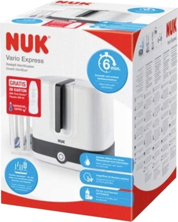 Produktbild NUK Vario Express Dampf-Sterilisator inkl. gratis First Choice+ Babyflasche