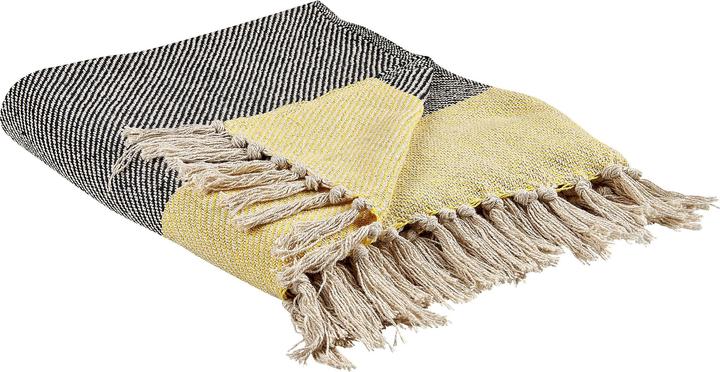 Produktbild Beliani Lumarko Baumwolldecke 125 x 150 cm grau-gelb LAPU. (125 x 150 cm)