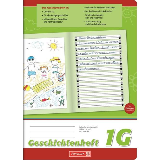 Produktbild Geschichtenheft Lineatur 1G liniert DIN A4 ohne Rand, 16 Blatt (A4, Liniert)