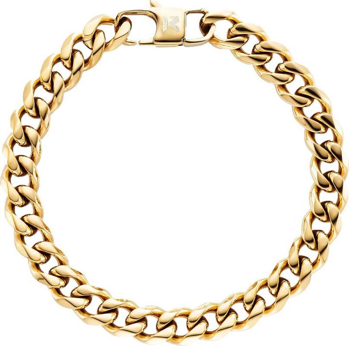 K12 - Gold Cuban Bracelet - 8 mm (21 cm, ohne Messing, Chirurgenstahl 316L)