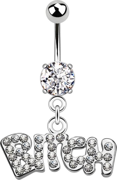 Immagine prodotto Star Piercing Banana in argento con ciondolo in cristallo a forma di palla Bitch (senza ottone, Acciaio chirurgico 316L)