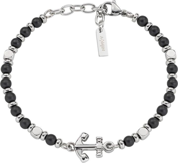 Amen Anchor Steel & Onyx Armband (Edelstahl)