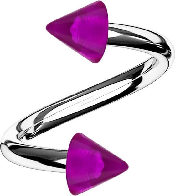 Produktbild Star Piercing Micro Spirale silber mit zwei Cones violett transparent (ohne Messing, Acryl, Chirurgenstahl 316L)