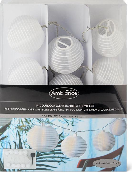 Image du produit Migros Ambiance Guirlande lumineuse solaire avec 10 lampions (1.80 m)