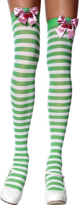 Produktbild Leg Avenue Grün geringelte Overknees mit Kirsch-Schleife