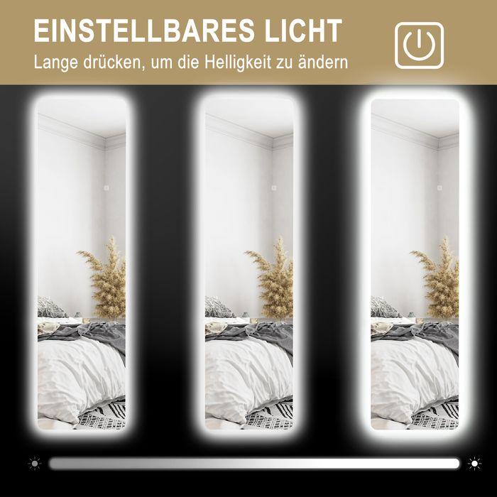 Actual product image Swisshandel24 Ganzkörperspiegel, 150 x 40 cm Standspiegel mit LED-Beleuchtung, Transparent (150 x 40 cm)