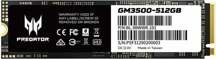 Image du produit Acer SSD PREDATOR GM-3500 PCIe NVMe Gen3 M.2 PCI Express 3.0 3D NAND (512 Go, M.2)