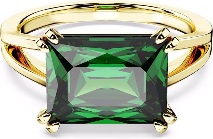 Swarovski Matrix Cocktail Ring Rechteckschliff Grün Gold