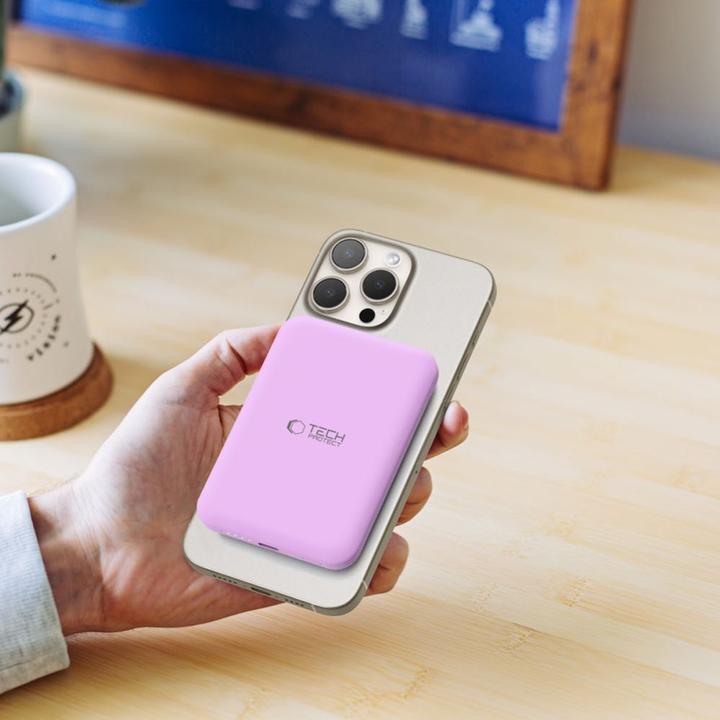Actual product image Tech-Protect LifeMag MagSafe PB10 5000mAh Power Bank - Pink (5000 mAh, 15 W)