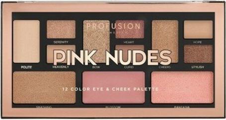 Actual product image Profusion Cosmetics Mini Artistry 12 Shade Eye & Cheek Palette Pink Nudes (Pink Nudes)