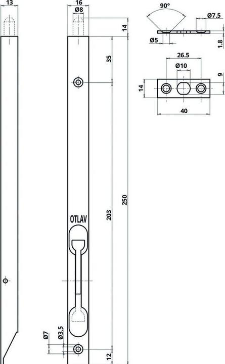Produktbild Otlav Türkantenriegel mit Kniehebel (1 Stk.)